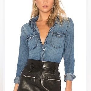 GRLFRND Lauren Denim Button Down Shirt